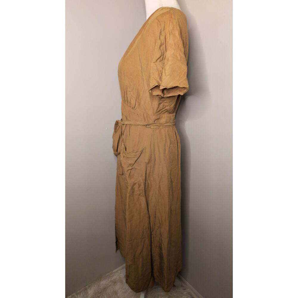 Madewell linen-blend Dolman sleeve tie waist midi dress 8 - Picture 2 of 7